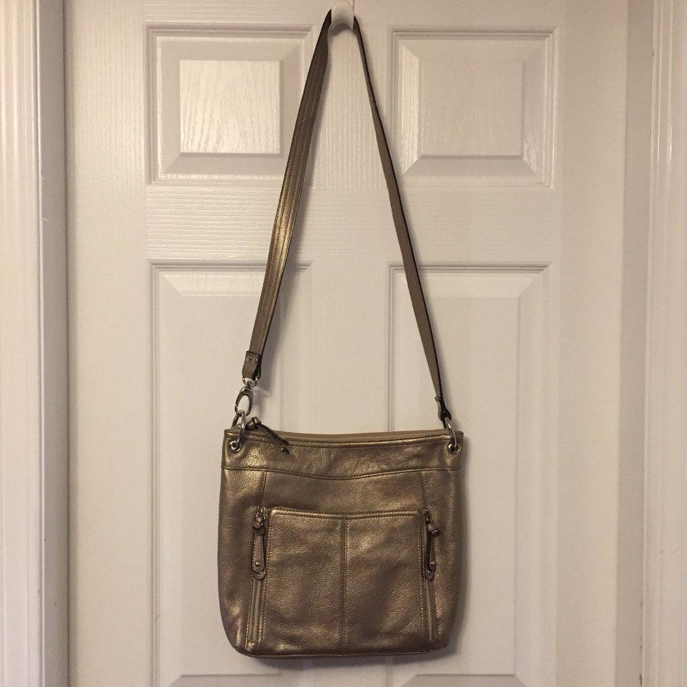 👜🏆DANIER LEATHER Gold Cross Body~GUC~🏆👜